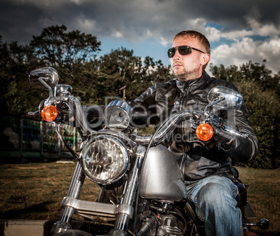 Biker on a motorcycle