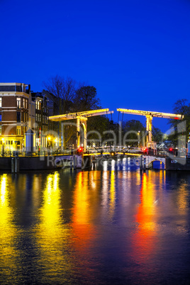 Night city view of Amsterdam
