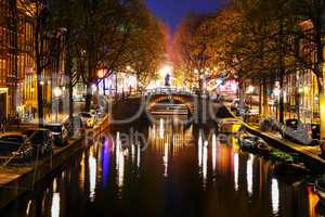 Night city view of Amsterdam