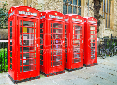 Famous red telephone booths in London
