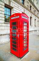 Famous red telephone booth in London