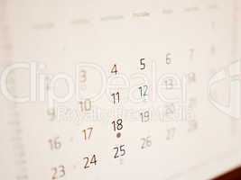 Retro look Calendar page