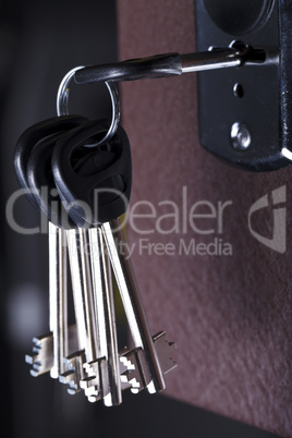 keys in the keyhole closeup