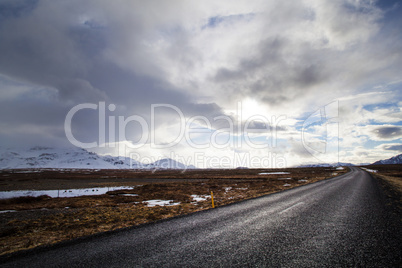 Ring road in Iceland in spring