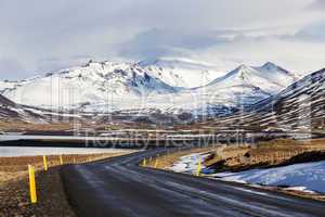 Impressive snowy volcano landscape in Iceland