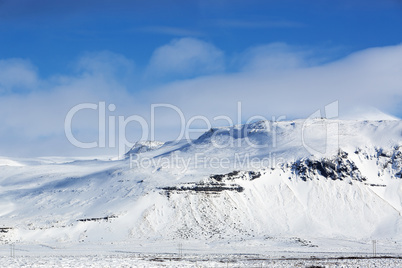 Snowy mountain landscape in Iceland