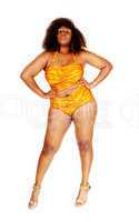 African woman in bikini.