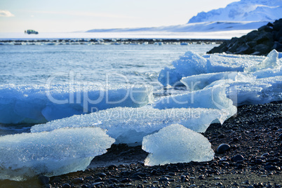Ice floes at glacier lagoon Jokulsarlon in Iceland