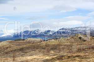 Volcano mountain landscape in winter