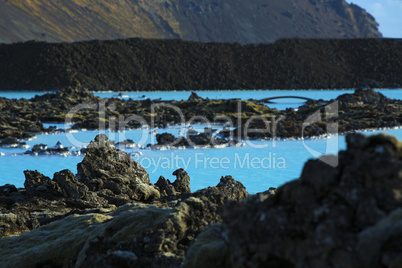 Milky white and blue water of the geothermal bath Blue Lagoon in
