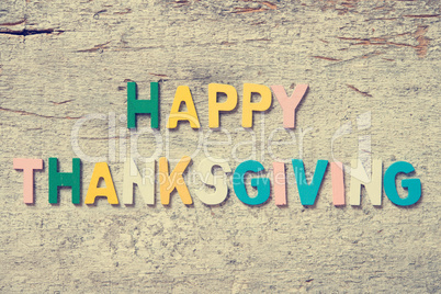 The colorful words "HAPPY THANKSGIVING"