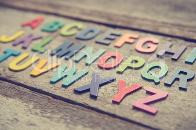 Colorful wooden English alphabets