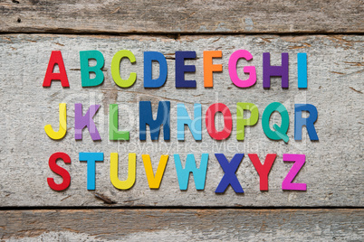 Colorful wooden English alphabet set