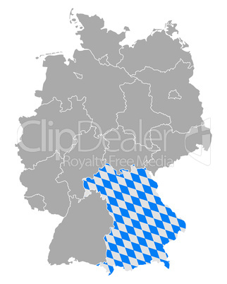 Karte von Deutschland mit Fahne von Bayern