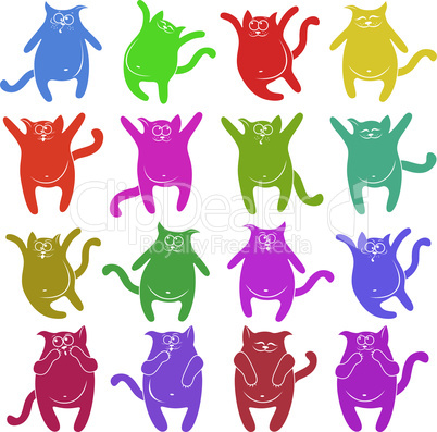 Sixteen thick funny cat stencils