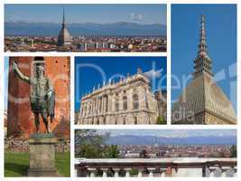 Turin landmarks collage