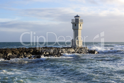Lighthouse at the port of Akranes, Iceland