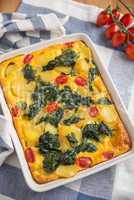 Spanische Fritatta mit Kartoffeln und Spinat