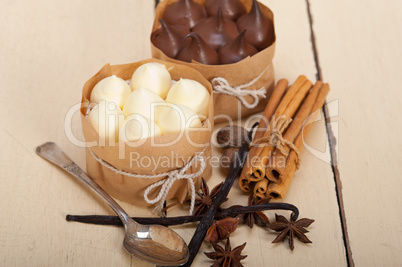 chocolate vanilla and spices cream cake dessert