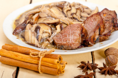 venison deer game filet and wild mushrooms