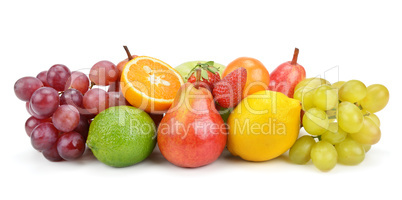 set of fruits isolated on white background