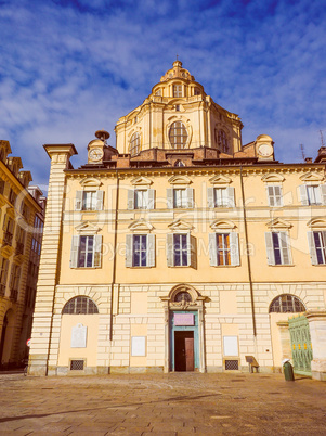 Retro look San Lorenzo church Turin