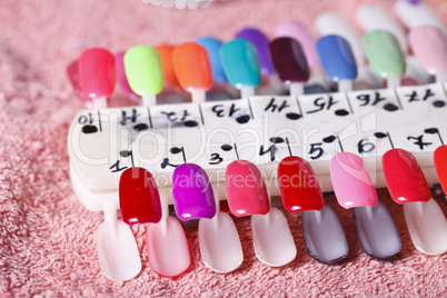 Bright samples of nail polish