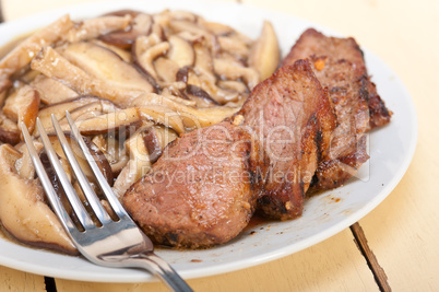 venison deer game filet and wild mushrooms