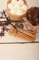 chocolate vanilla and spices cream cake dessert
