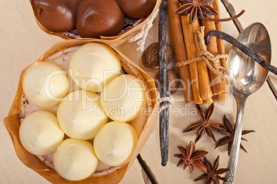 chocolate vanilla and spices cream cake dessert