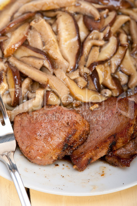 venison deer game filet and wild mushrooms