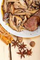 venison deer game filet and wild mushrooms