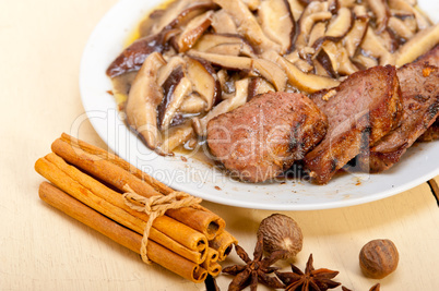 venison deer game filet and wild mushrooms