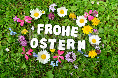 Frohe Ostern auf Blumen Wiese