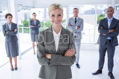 Businesswoman colleagues arm crossed