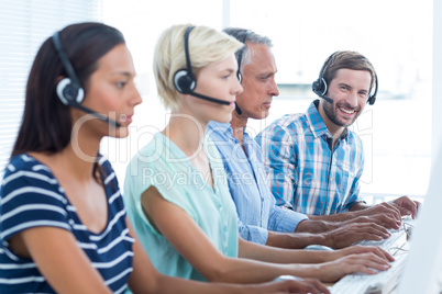 Casual call centre workers in the office