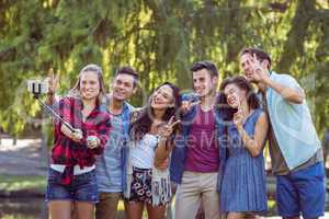 Happy friends taking a selfie