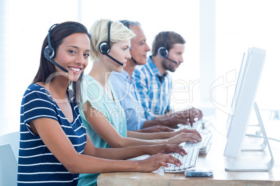 Casual call centre workers in the office