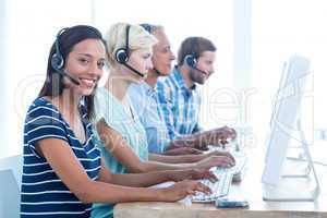 Casual call centre workers in the office