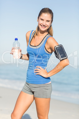 Portrait of beautiful fit woman looking at camera