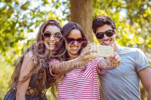 Happy friends taking a selfie