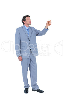 Businessman presenting with hand