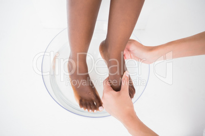 Woman enjoying a foot massage