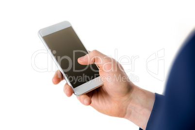 hand of businessman holding smartphone