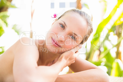 Attractive woman getting massage on her back