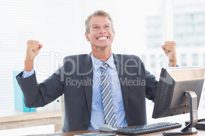 Businessman celebrating a great success