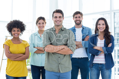 Group portrait of happy young colleagues