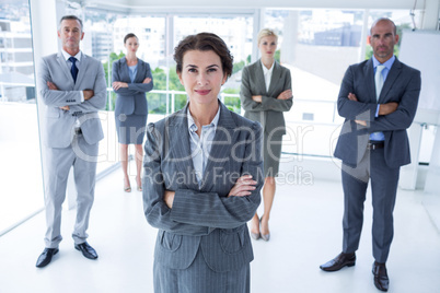 Businesswoman colleagues arm crossed