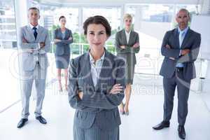 Businesswoman colleagues arm crossed