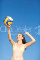 woman serve at a volley ball match